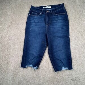 Signature Levi Strauss Gold Label Dark Wash Raw Hem Denim Jean Shorts Mens 32